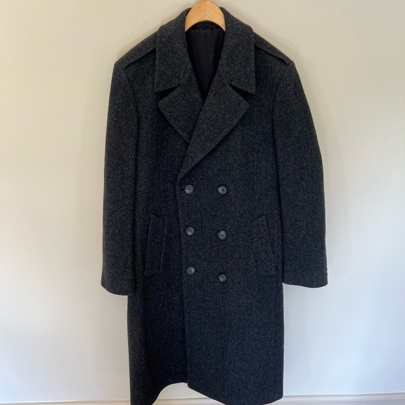 Men's Vintage London Fog Long Wool Coat Grey Made in USA Size 40 Regular - Picture 4 of 9